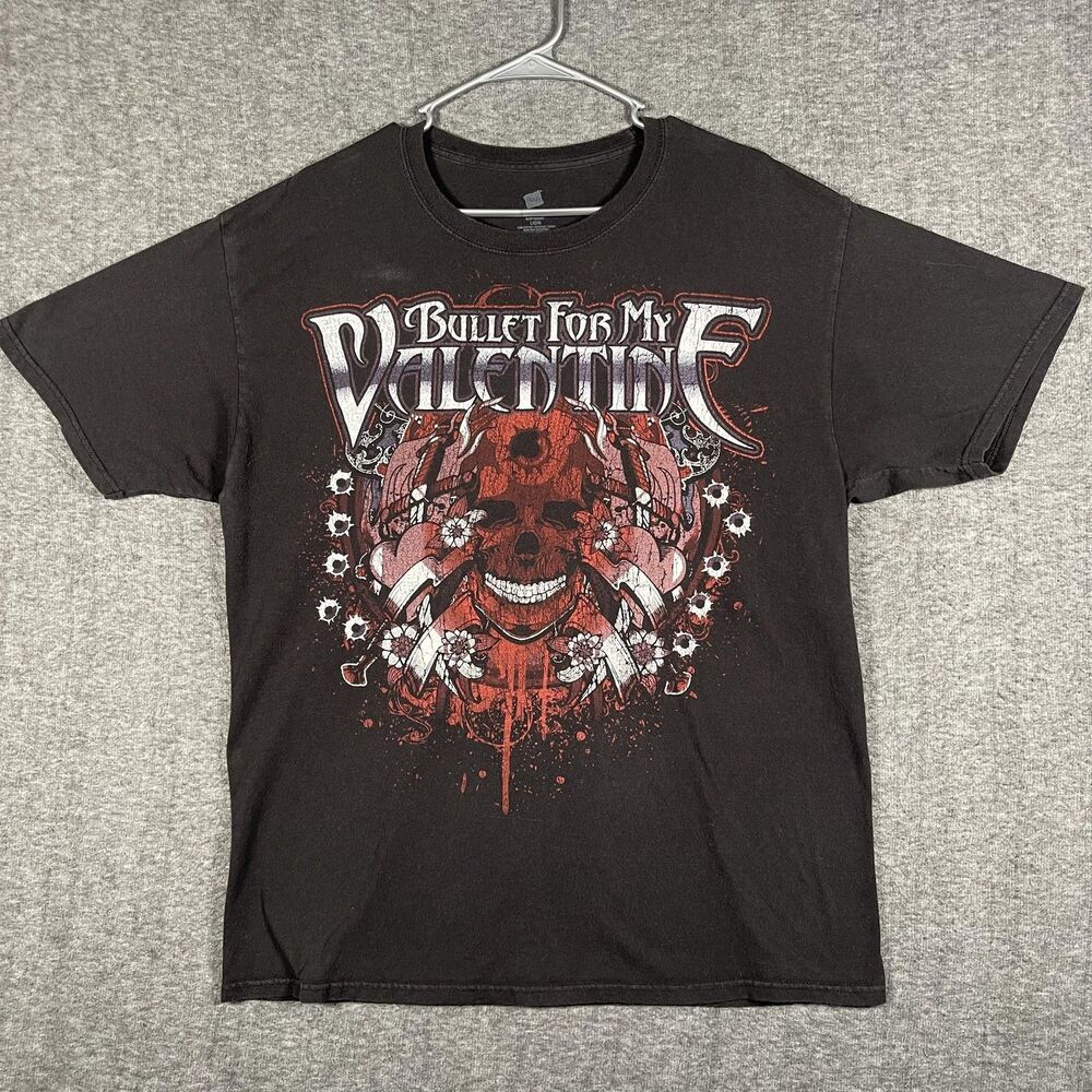 Bullet For My Valentine Hanes Shirt Mens Large Black Skull Graphic Band Tee